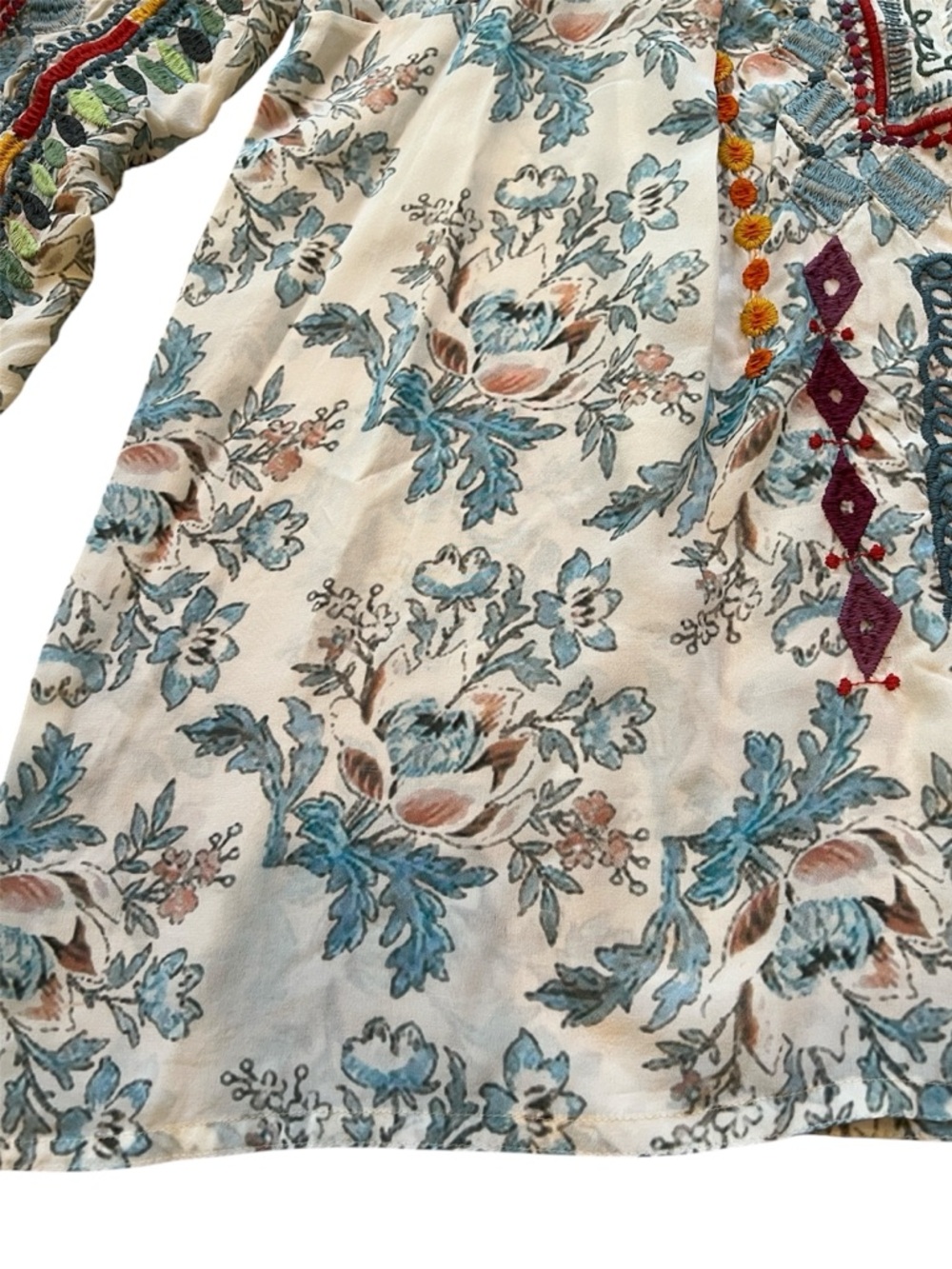 Johnny Was BYIA Isla Embroidered Floral Print Tunic Blouse Size M - Picture 11 of 16